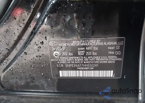 2017 Hyundai Sonata из США, поврежденный, VIN 5NPE24AF7HH550241